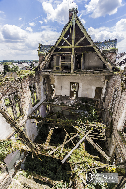 Etage effondré au château de Mesen Lede Friche Mesen Lede étage Effondré Vert
