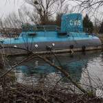 Casse péniche et sous-marin C105 attendant sa destruction à Conflans