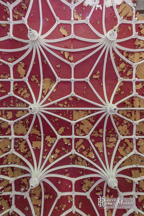 Plafond rouge du salon du château Noisy Miranda