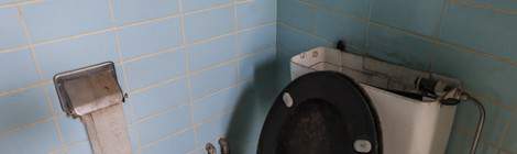 ...Toilettes abandonn&eacute;s dans la partie bureau du ch&acirc;teau Noisy Miranda....