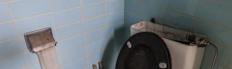 ...Toilettes abandonnés dans la partie bureau du château Noisy Miranda....