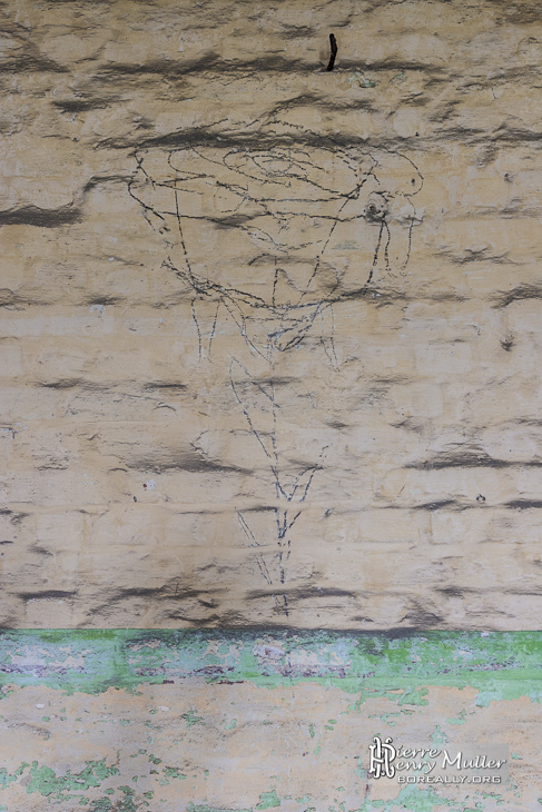 Dessin d'une rose sur les murs du fort de la Chartreuse