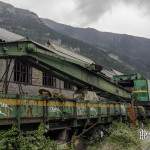 Grue ferroviaire mobile abandonnée à la gare de Canfranc