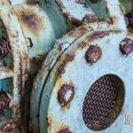 Détail de rouille sur un moteur à l'usine Pierre Laulhère