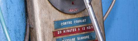 ...Manette de commande d&rsquo;une machine de lavage, contre courant, passage saumure, rin&ccedil;age....