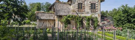 ...Potager devant le moulin chaumi&egrave;re pittoresque du Hammeau de la Reine....
