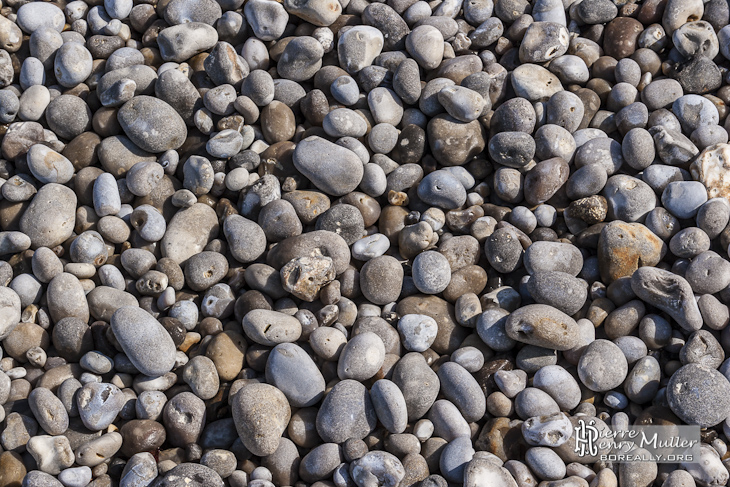 Texture de galets moyens sur les plages d'Etretat