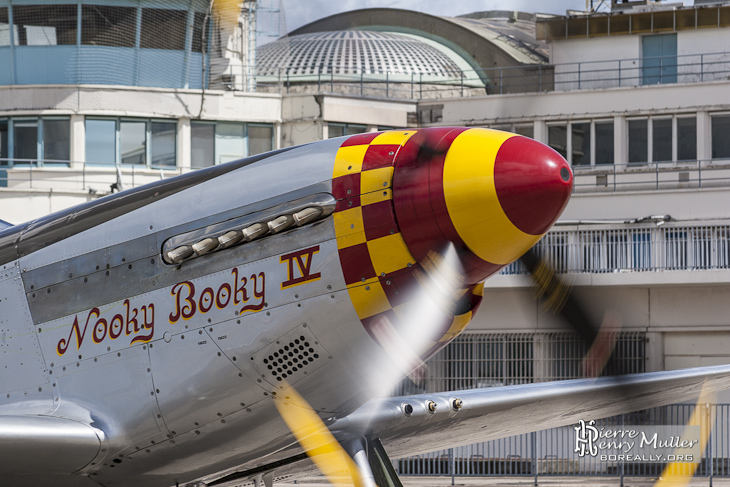 North American P-51D Mustang en ventilation moteur au Bourget