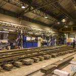 Appareil de voie ou aiguillage en cours d'assemblage dans les ateliers de la RATP