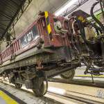 Attelage entre une Sprague et wagons plateaux pour les travaux sur voie