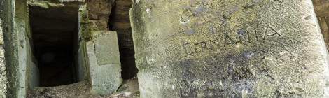 ...Inscription Germania sur un mur de la carrière du Chauffour pendant la première guerre mondiale....