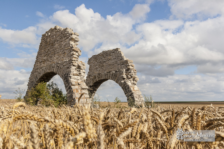 Vestiges des piliers du treuil de la carrière de Chavenay