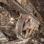 Détail des roues d'un chariot sur rails dans la carrière Gagny Saint Pierre