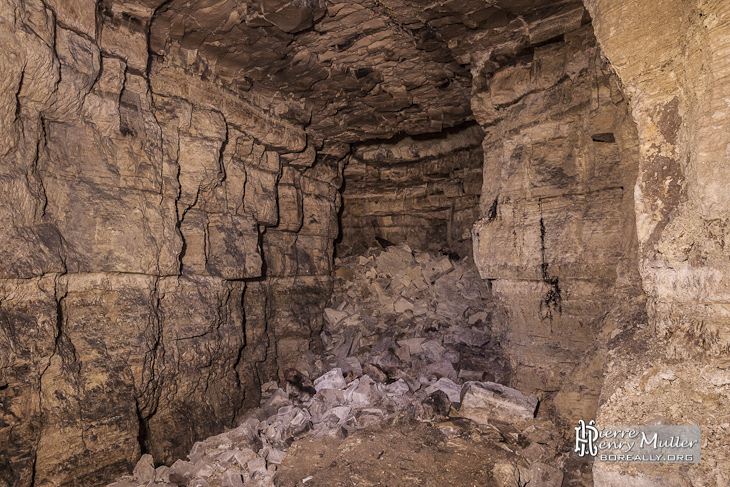 Galerie bouchée par un effondrement souterrain de gypse