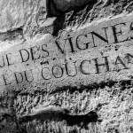 Plaque rue des Vignes côté du Couchant dans les catacombes