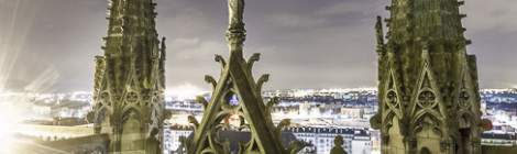 ...Flèches et statues du transept de la Cathédrale de Rouen...