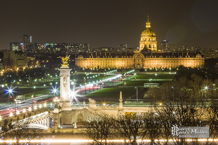 Les Invalides de nuit depuis le toit du Grand-Palais