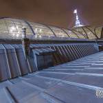 La verrière du Grand-Palais de nuit depuis sa base