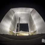 Grande Arche de la Défense en fish eye de nuit